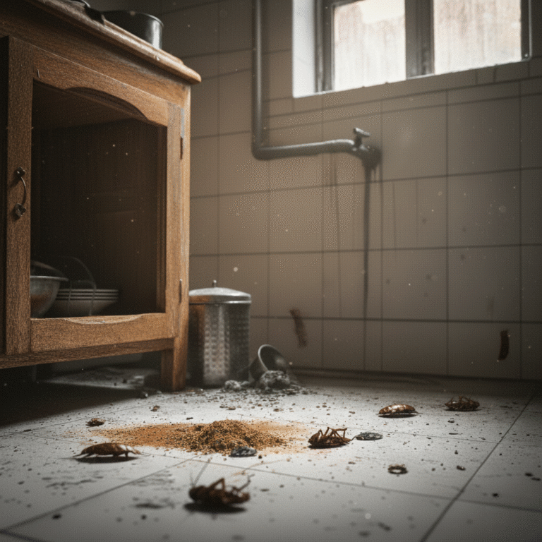 Clean kitchen area after cockroach gel treatment